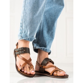 W. Potocki Sandálias de couro estilosas Potocki castanho 2