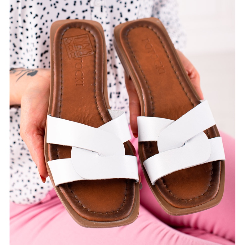 W. Potocki Chinelos de couro branco Potocki 1 W. Potocki Chinelos de couro branco Potocki 1