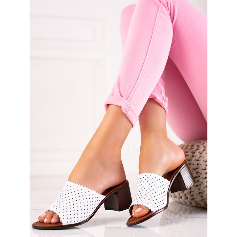 W. Potocki Chinelos de couro no calcanhar Potocki branco 1