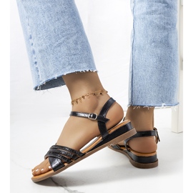 Sandália preta com zircônias Desfile preto 1 Sandália preta com zircônias Desfile preto 1