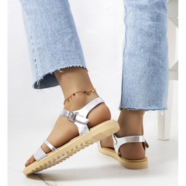 Sandálias Indianas brilhantes prateadas prata 1