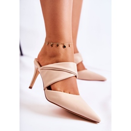 PS1 Chinelos de couro de salto alto Aveline bege 2