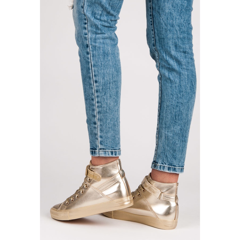 Seastar Tênis de renda alta amarelo 2