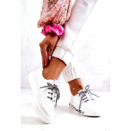 S.Barski Tênis feminino de couro na plataforma branca Marien branco 2