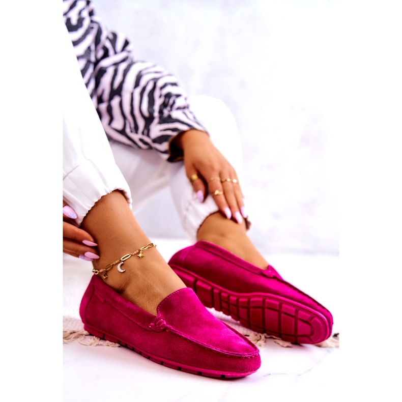 Mocassins femininos de camurça Big Star JJ274656 Fúcsia rosa 5