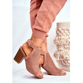 FB1 Botas Openwork Feminino Peep Toe Pink Paradise castanho 2