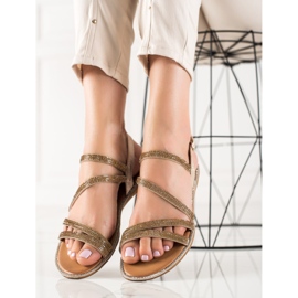 Primavera Sandálias douradas com zircônias cúbicas dourado 1