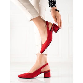 Goodin Sapatos de camurça com salto aberto vermelho 1 Goodin Sapatos de camurça com salto aberto vermelho 1