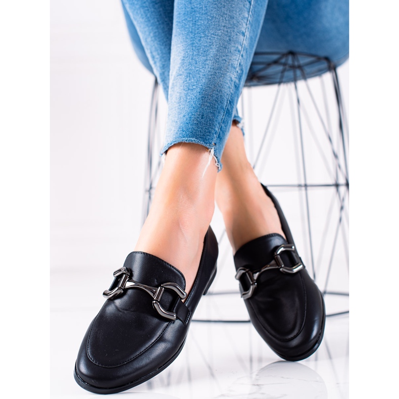 Lovery Mocassins Clássicos com Ornamento preto 2