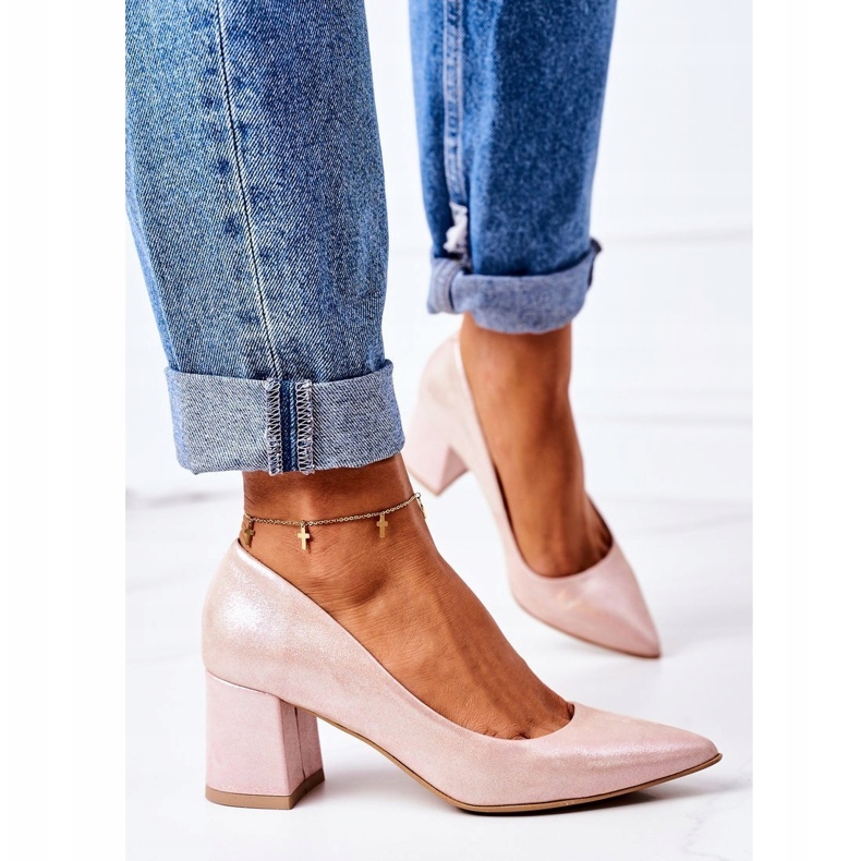 Lewski Shoes Bombas de cetim com sapatos Lewski padrão animal 2801 rosa 2