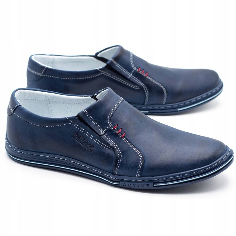 Polbut Sapatos de couro masculino 334 azul marinho 3