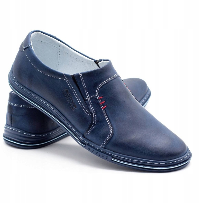 Polbut Sapatos de couro masculino 334 azul marinho 4
