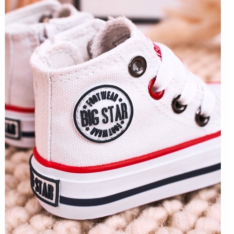 Tênis alto infantil com zíper Big Star HH374187 branco 4