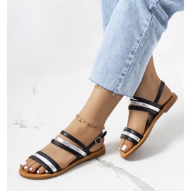 Sandálias Hibbins de mulher negra preto prata 1