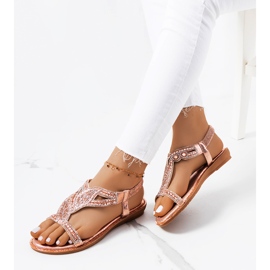 Sandália Mikayla rosa metalizada dourado 1