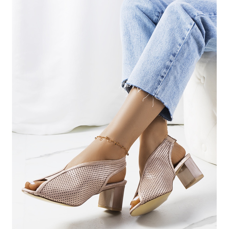 Sandálias rush rosa a céu aberto dourado 1