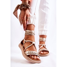 Sandálias de couro na plataforma Maciejka 05559-25 Dourado 1