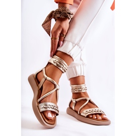 Sandálias de couro na plataforma Maciejka 05559-25 Dourado 2