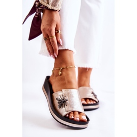 Vinceza Chinelos femininos da moda com decoração dourada Holle dourado 2