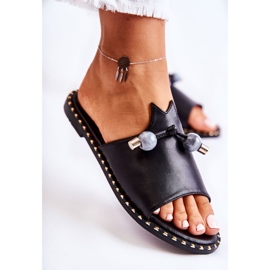 Vinceza Chinelos femininos clássicos com laço preto Cassia 2