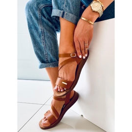 Sandálias femininas Leaf Camel marrom 2
