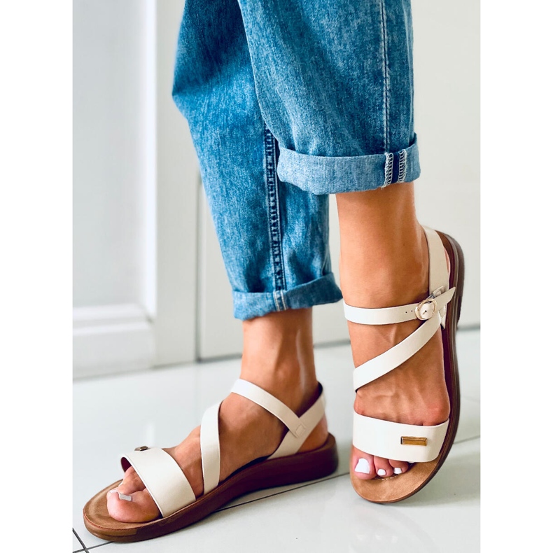 Sandálias femininas Leaf Bege 2