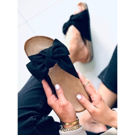 Chinelos de cortiça com laço preto lilás 1