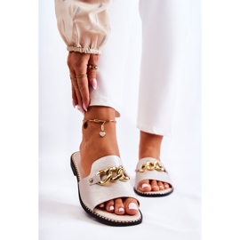 S.Barski Chinelos da moda com uma corrente em um salto fino dourado 1