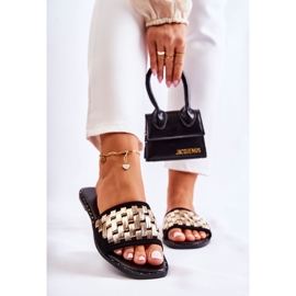 S.Barski Chinelos femininos de couro com salto plano preto Hollis 1