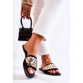 S.Barski Chinelos femininos de couro com salto plano preto Hollis 2