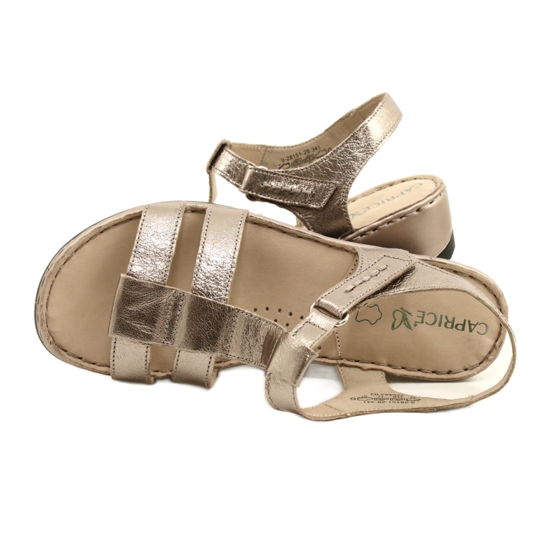 Sandália Comfort couro Caprice 28152-28 341 Taupe Metalic dourado 6