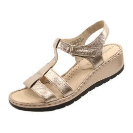 Sandália Comfort couro Caprice 28152-28 341 Taupe Metalic dourado 5