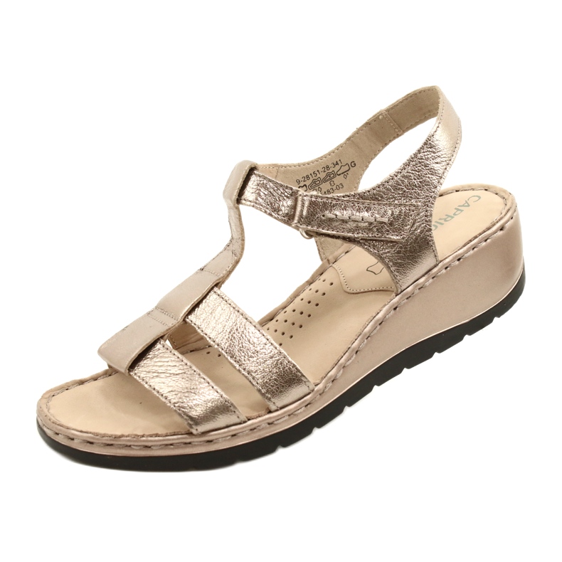 Sandália Comfort couro Caprice 28152-28 341 Taupe Metalic dourado 5
