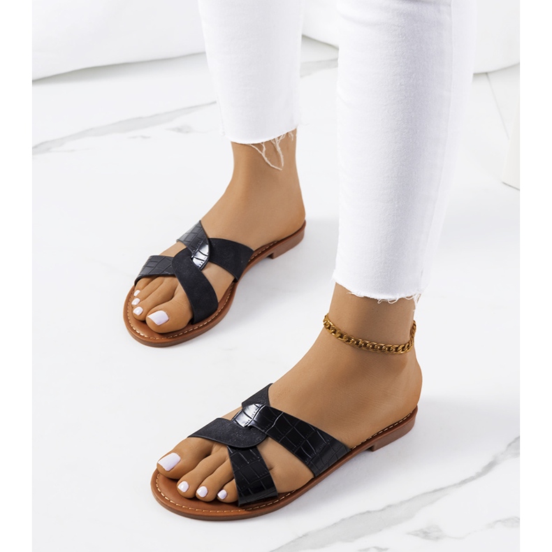 Chinelos Dinka pretos elegantes 1