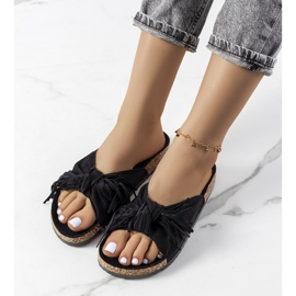 Chinelos com franjas Black Laderies preto 1