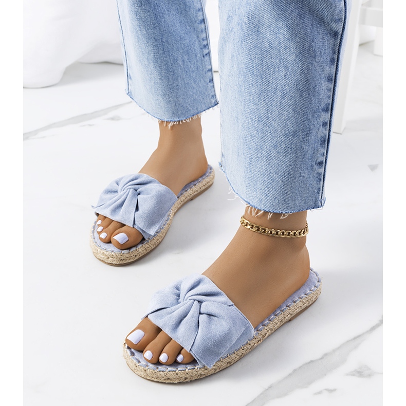 Chinelos azuis com laço Krina azul 1