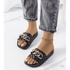 Chinelos Anandi acolchoados pretos 1