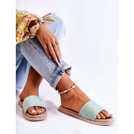 FJ1 Chinelos femininos de camurça verde pôr do sol 2