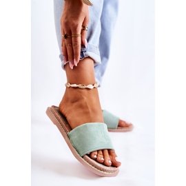 FJ1 Chinelos femininos de camurça verde pôr do sol 1