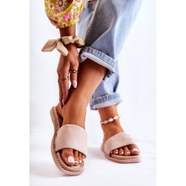 FJ1 Chinelos Sunset femininos de camurça bege 1