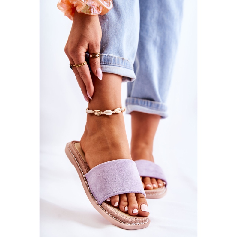 FJ1 Chinelos femininos de camurça roxo pôr do sol 1