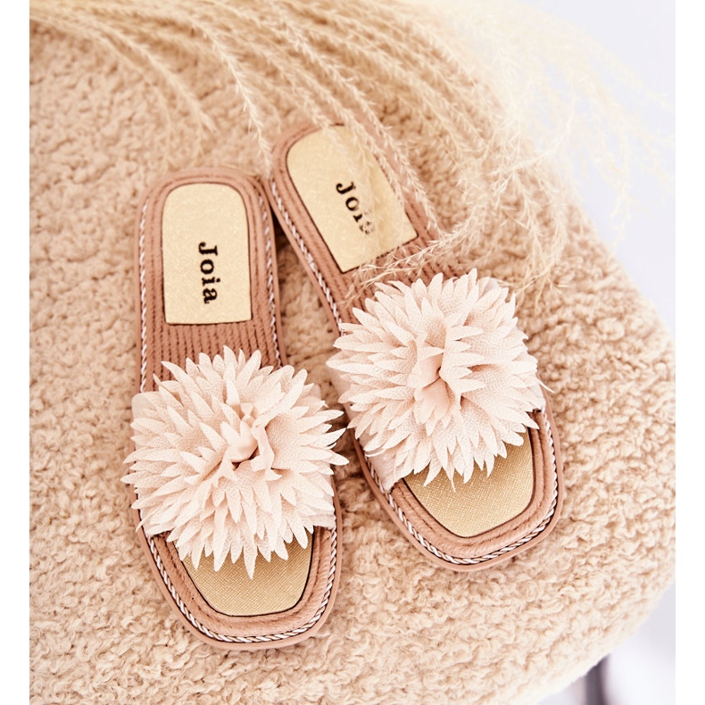FJ1 Chinelos femininos de camurça com decoração bege Giorgia 1