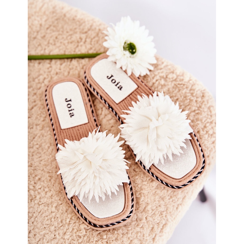 FJ1 Chinelos femininos de camurça com decoração branca Giorgia branco 1
