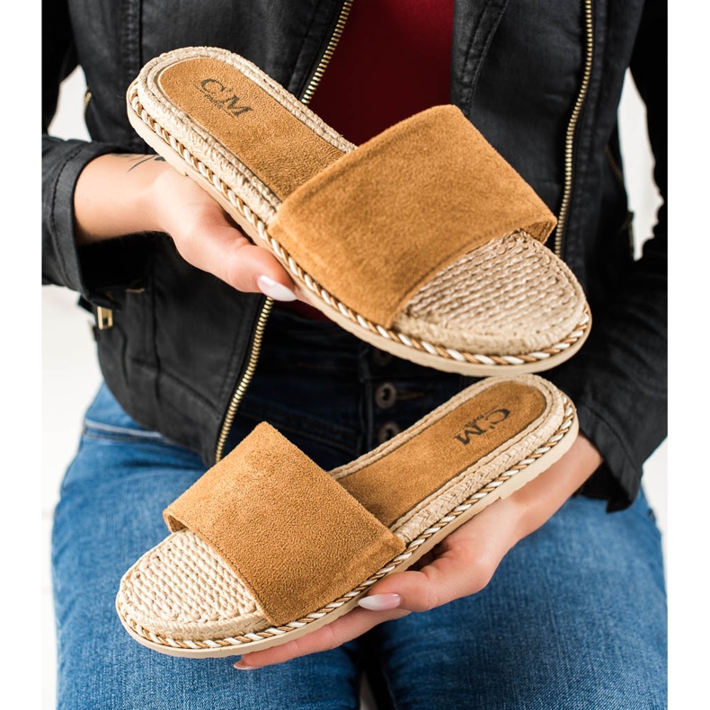 Cm Paris chinelos casuais bege castanho 1