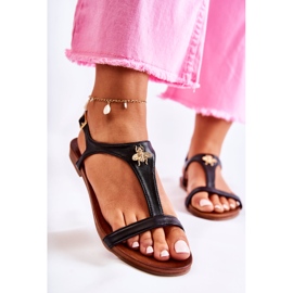 S.Barski Sandálias femininas confortáveis ​​com decoração Sabrine preta preto 1