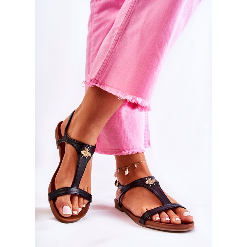 S.Barski Sandálias femininas confortáveis ​​com decoração Sabrine preta preto 2