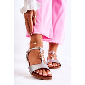 S.Barski Sandálias femininas leves com fivela Carida prata escura 1