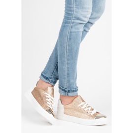 Kylie Tênis amarrado com glitter amarelo 1