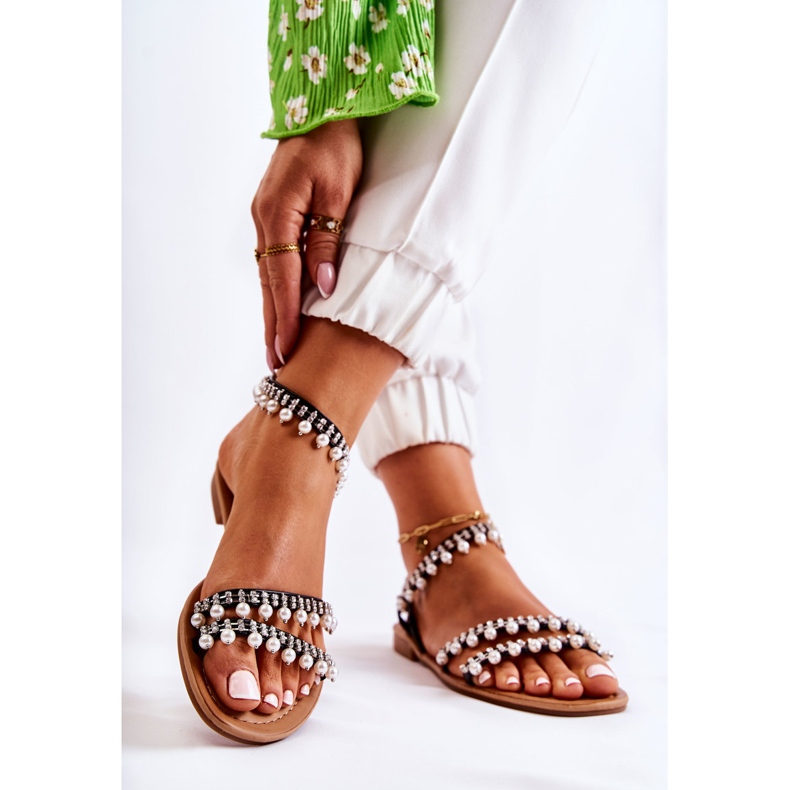 PS1 Sandálias femininas confortáveis ​​com ornamentos Nell preto 2