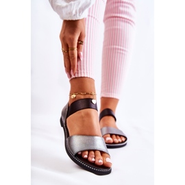 S.Barski Sandálias clássicas com tachas prata escura Shelly preto 1